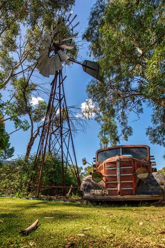 Old truck and windmill Gawler South Australia