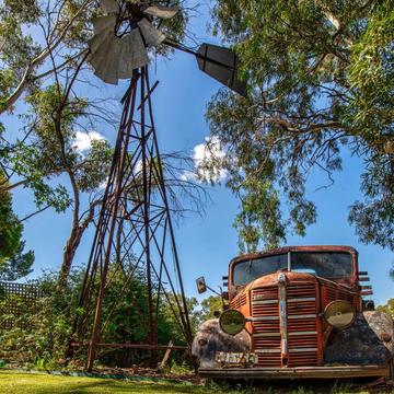 Old truck and windmill Gawler South Australia, Australia