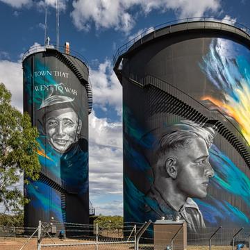 Painted silo in Hay New South Wales, Australia