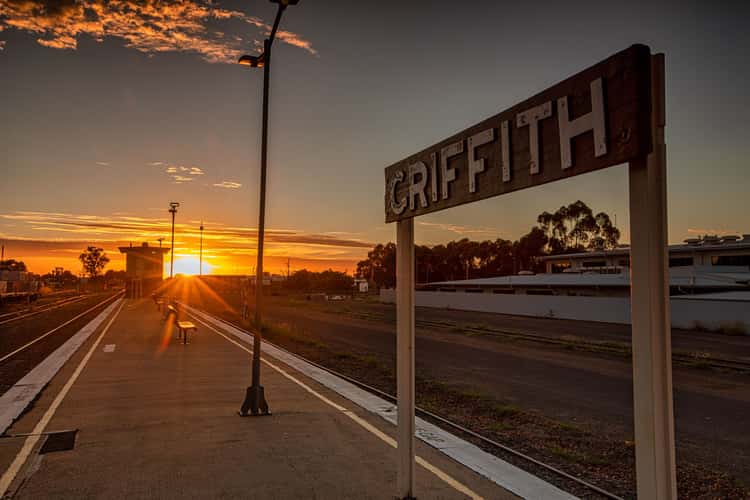 Station Sign sunrise Griffith New South Wales