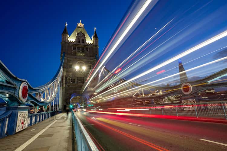 Traffic on the Tower Bridge, London