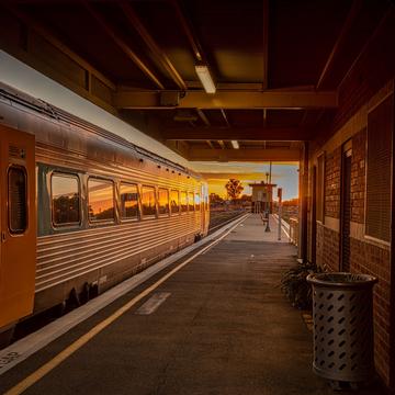 Train station sunrise Griffith News South Wales, Australia