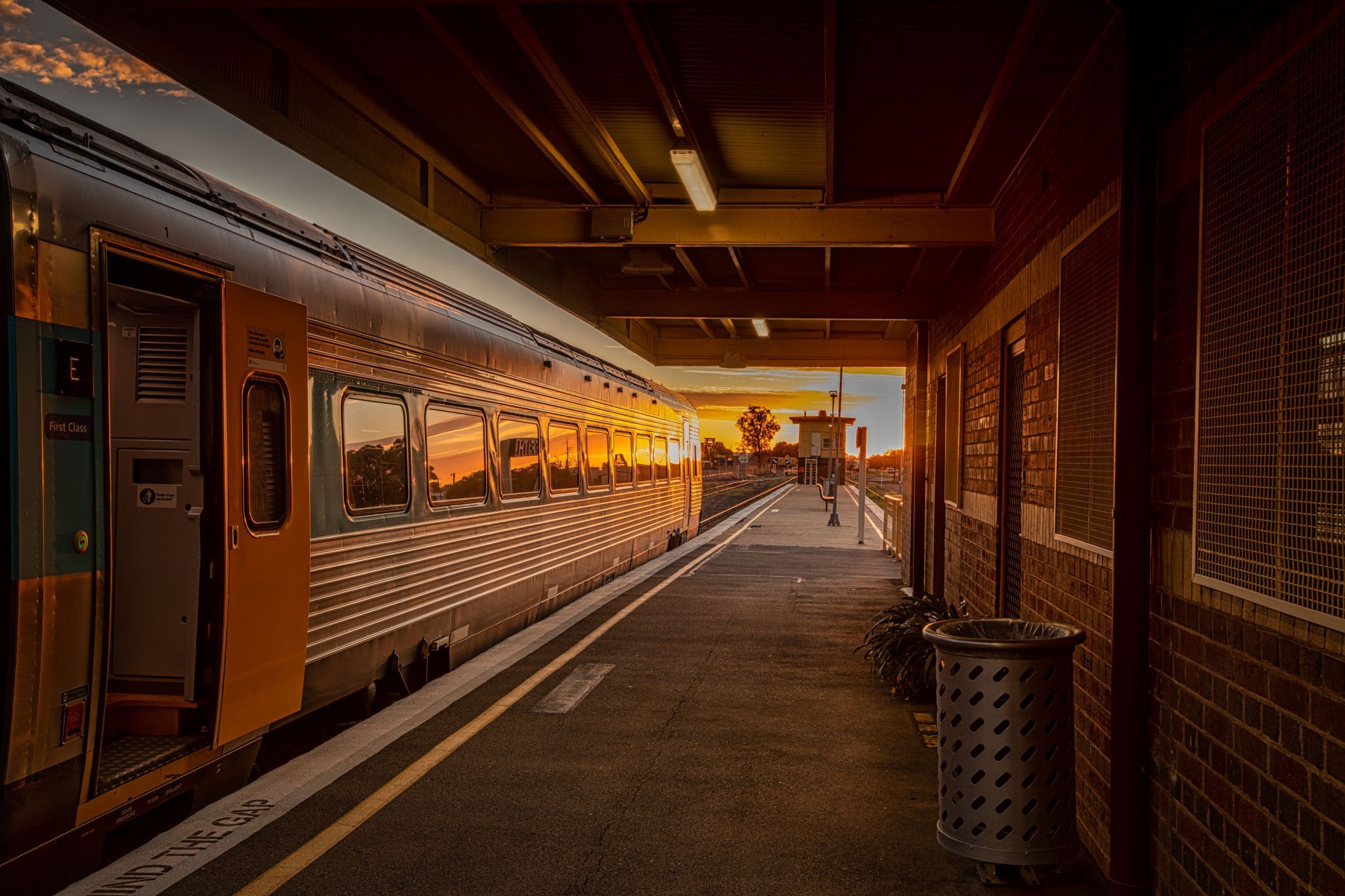 Train station sunrise Griffith News South Wales, Australia