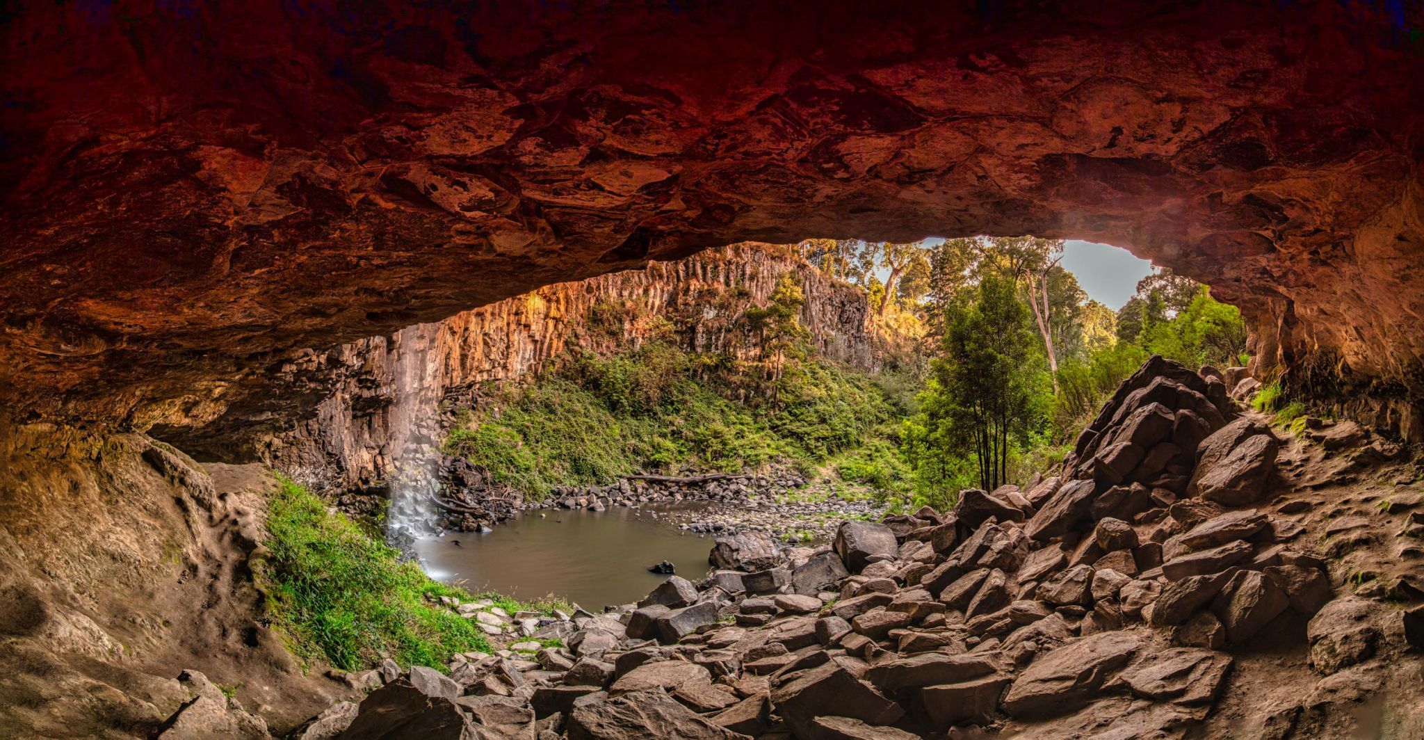 Trentham Falls Cave view Trentham Victoria, Australia
