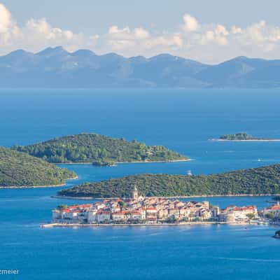 view to Orebič and island Korčula, Croatia