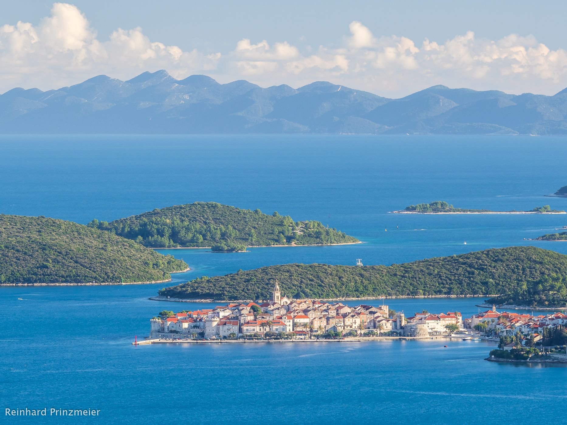 view to Orebič and island Korčula, Croatia