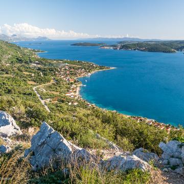 view to Orebič and island Korčula, Croatia
