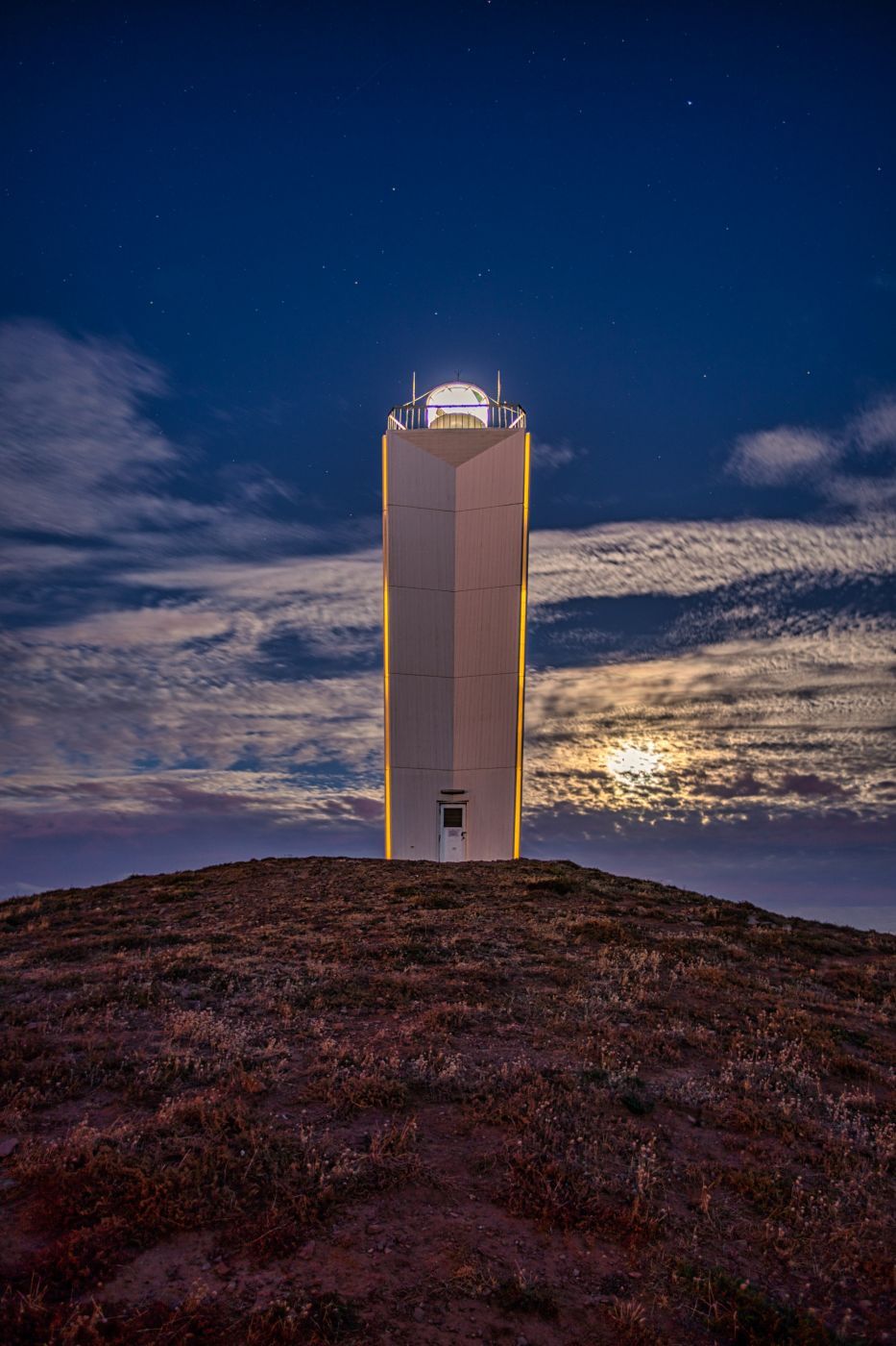 Before and after sunrise Cape Jervis Lighthouse SA, Australia