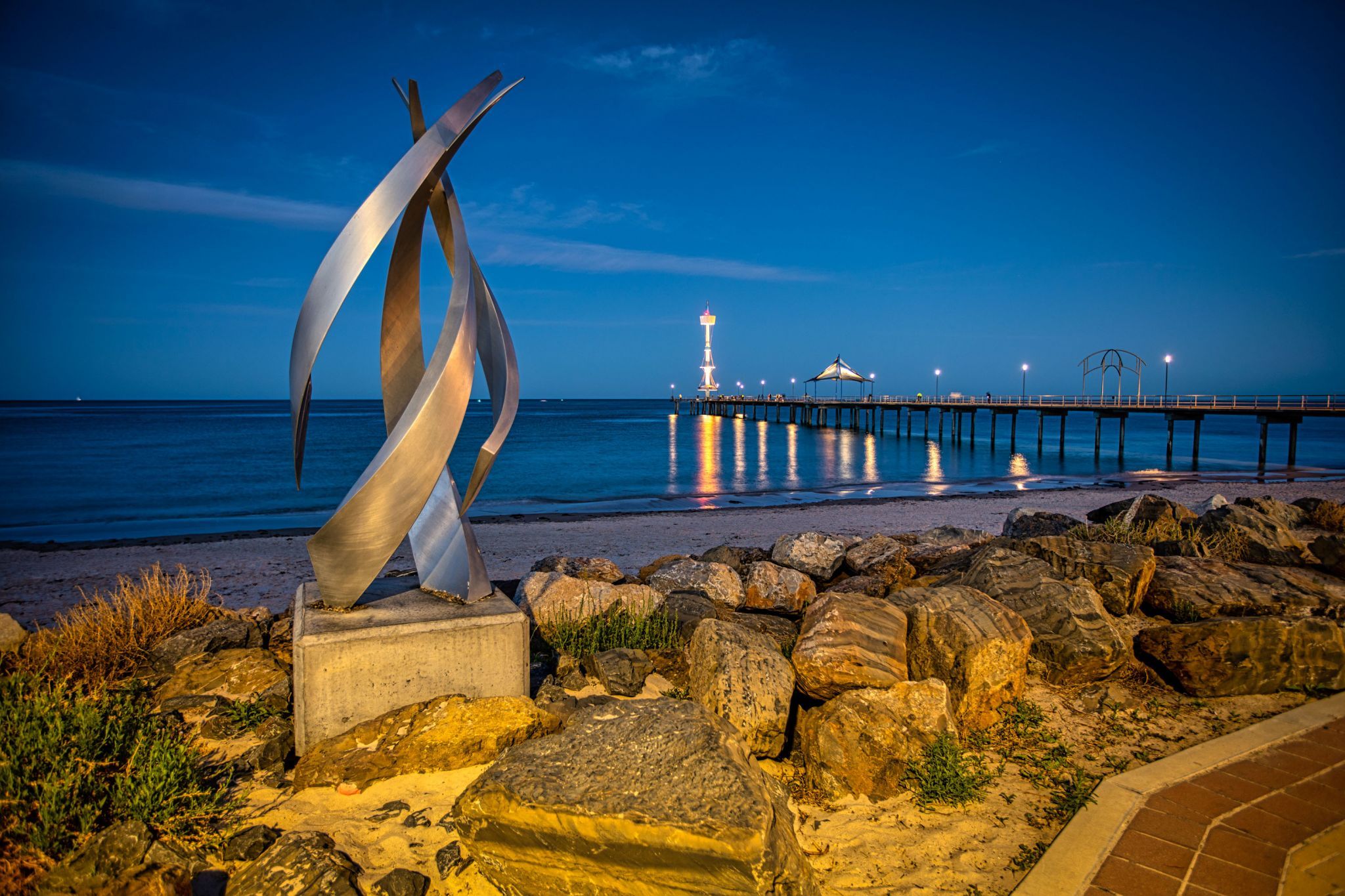 Brighton Pier, blue hour & Sculpture, Adelaide, Australia