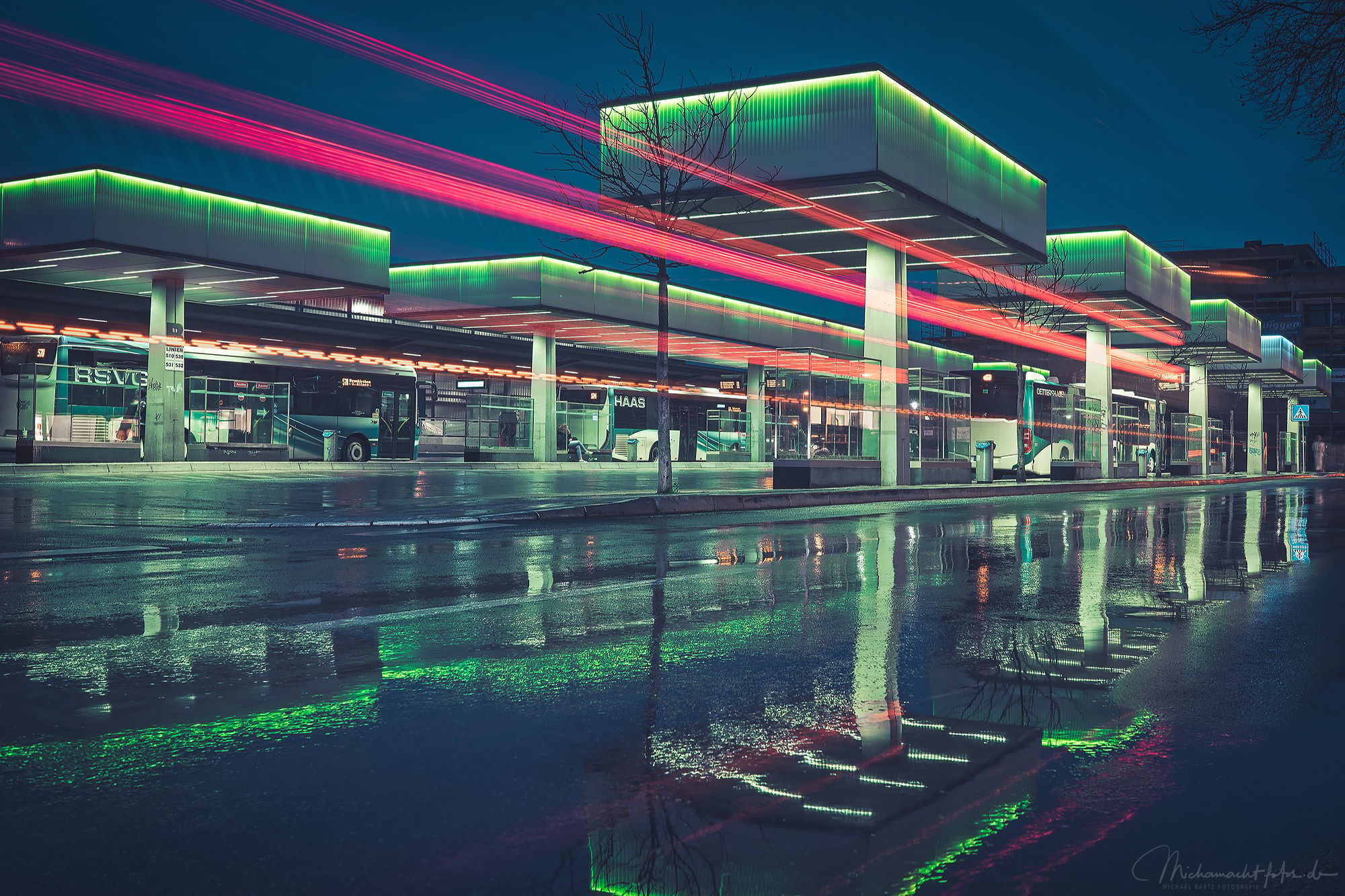 Bus stop at Hennef railway station, Germany