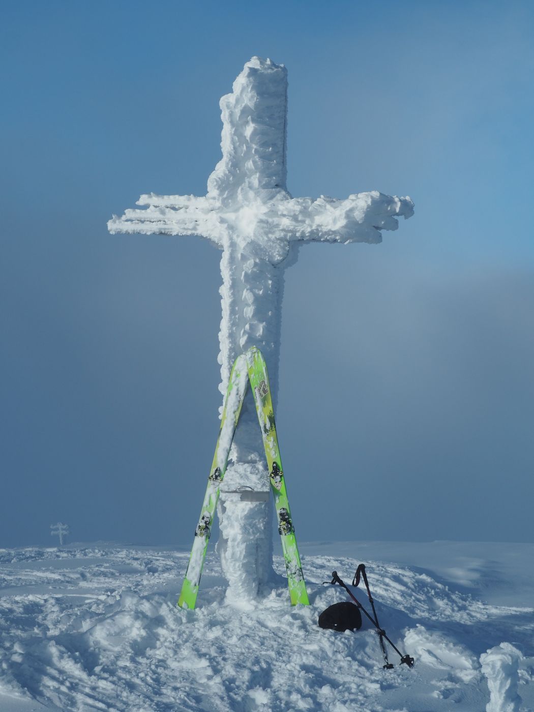 Grössenberg - Summit cross in winter time, Austria