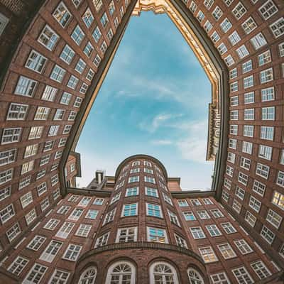 In the courtyard next to the Chilehaus, Hamburg, Germany