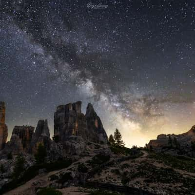 Milky Way over the Cinque Torri, Italy