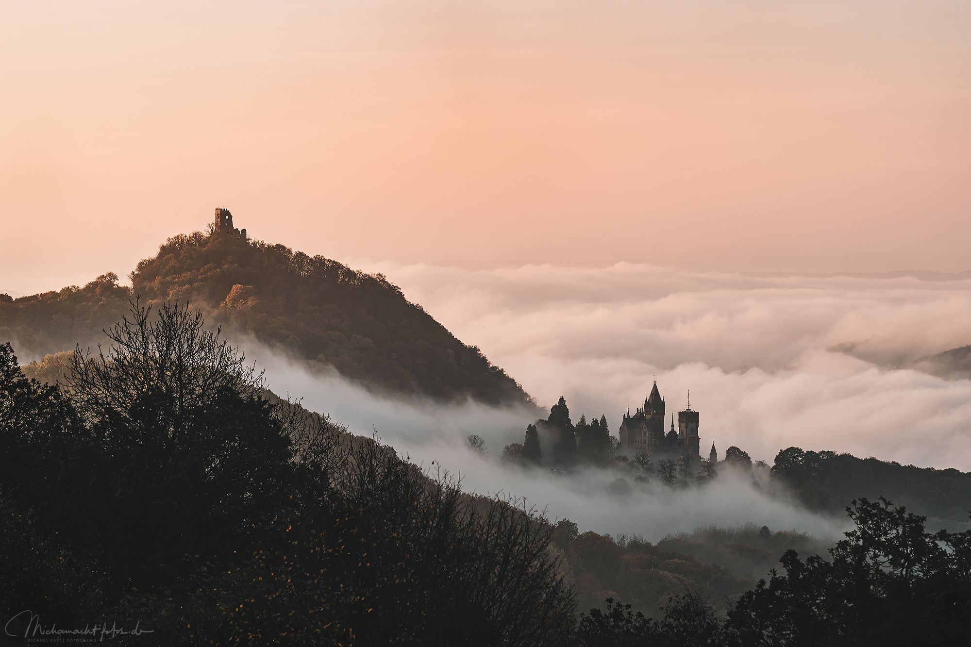View to Drachenfels from Petersberg, Germany
