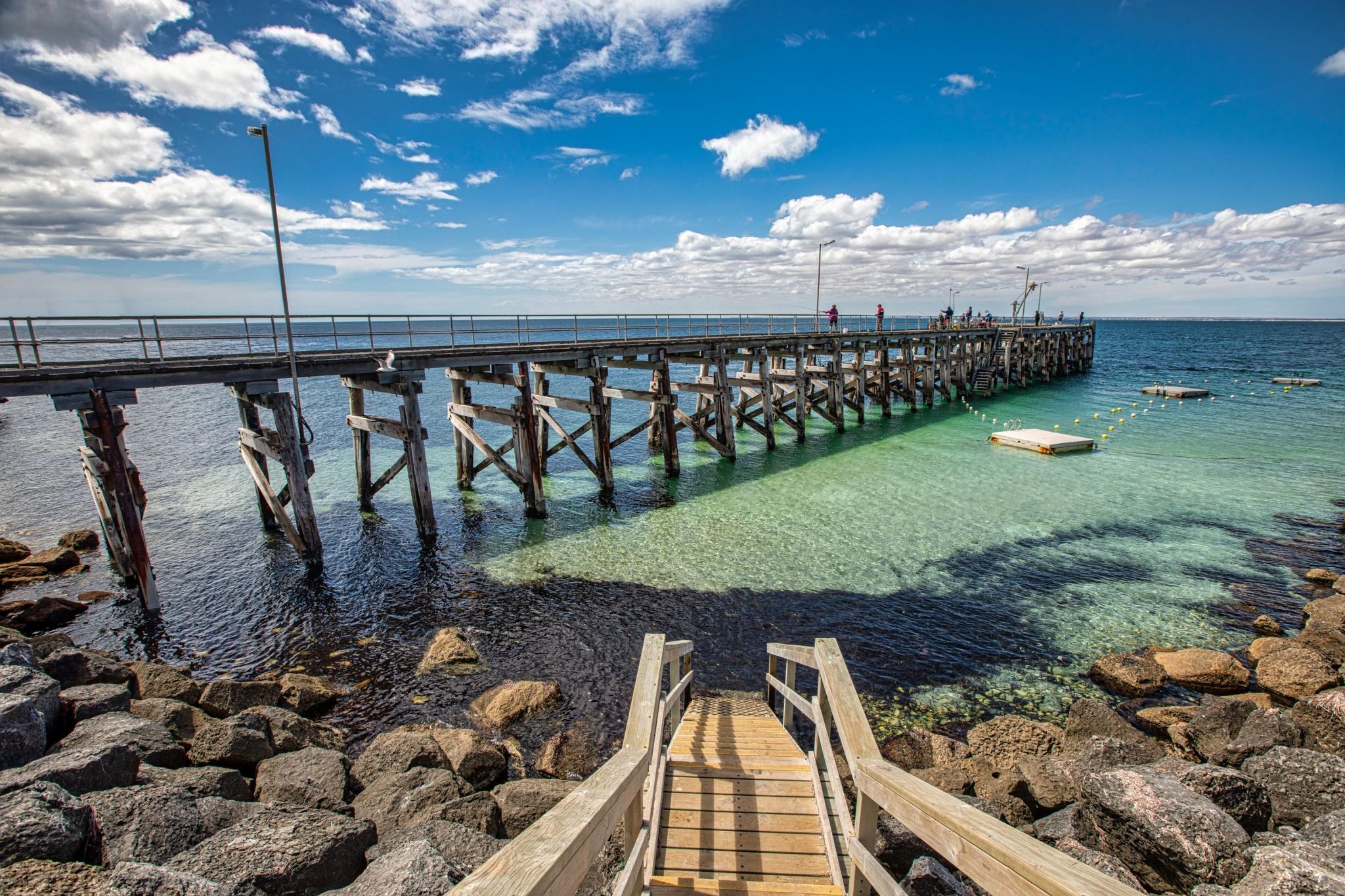 Port Turton Jetty and swimmng, Yorke Peninsula,SA, Australia