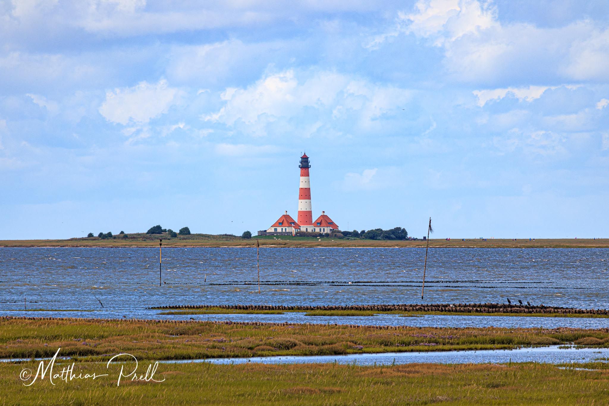 Tümlauer Bucht Blick zum Leuchtturm Westerheversand, Germany