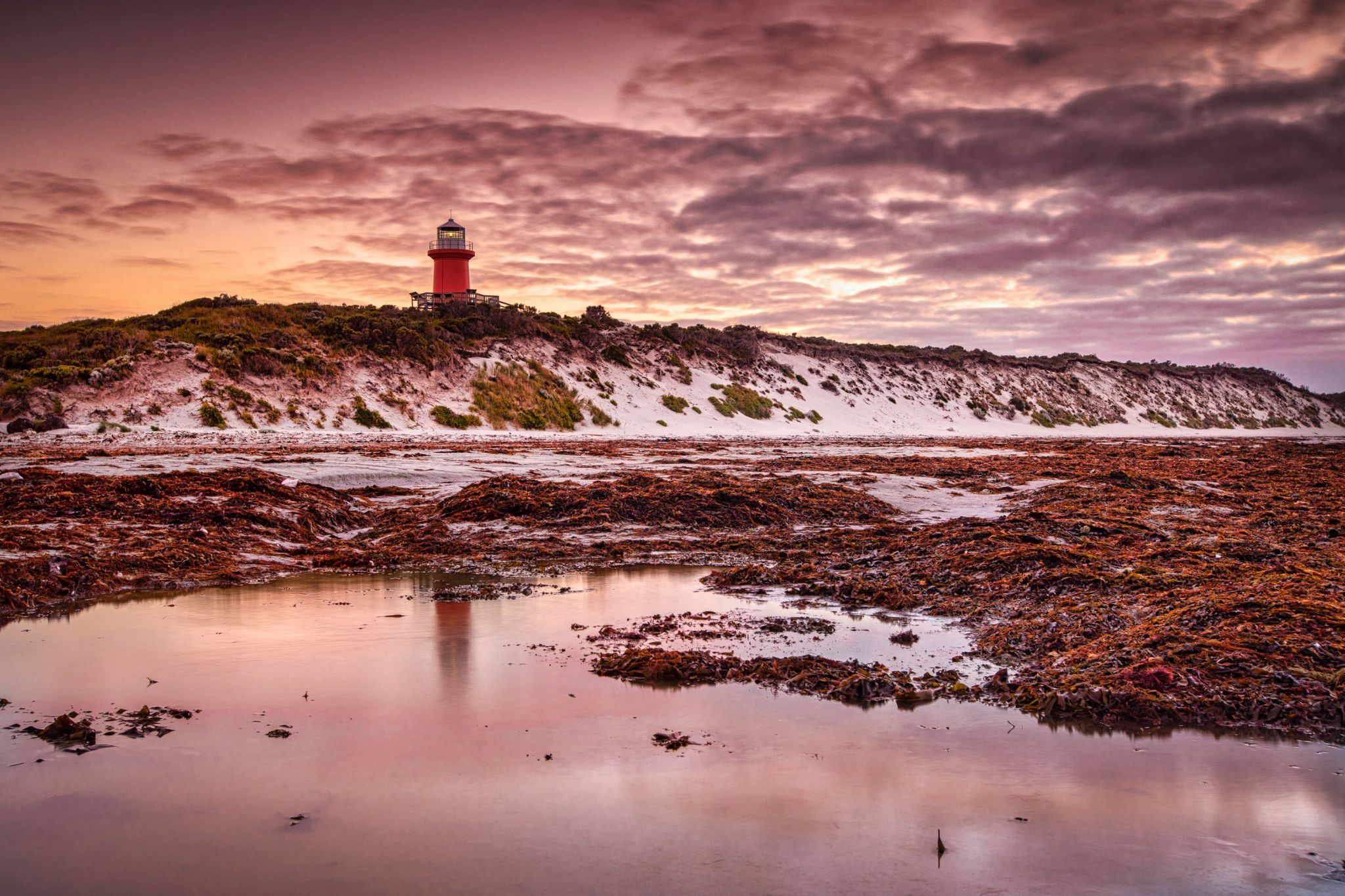 Cape Banks Lighthouse reflection ,South Australia, Australia
