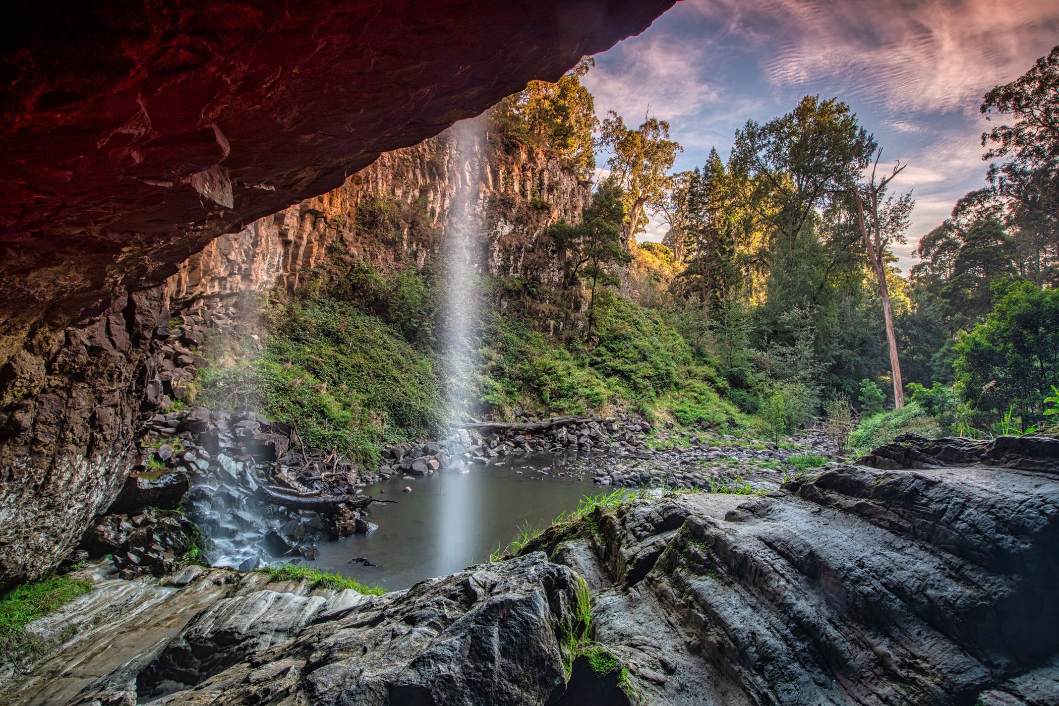 Trentham Falls Cave view Trentham Victoria, Australia