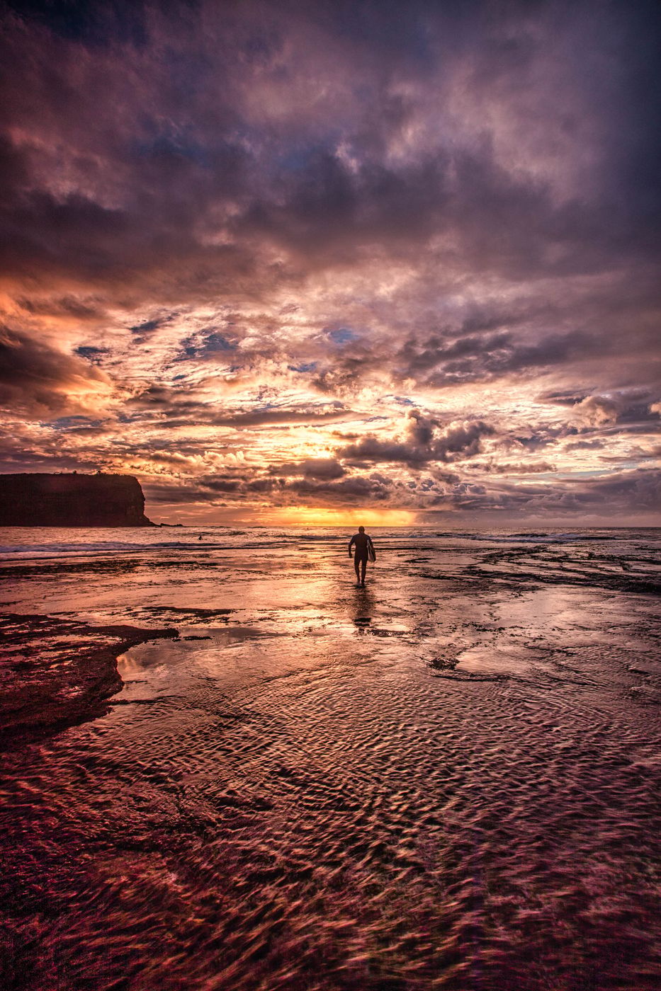 Walking toward the sunrise Mona Vale, Sydney, NSW, Australia
