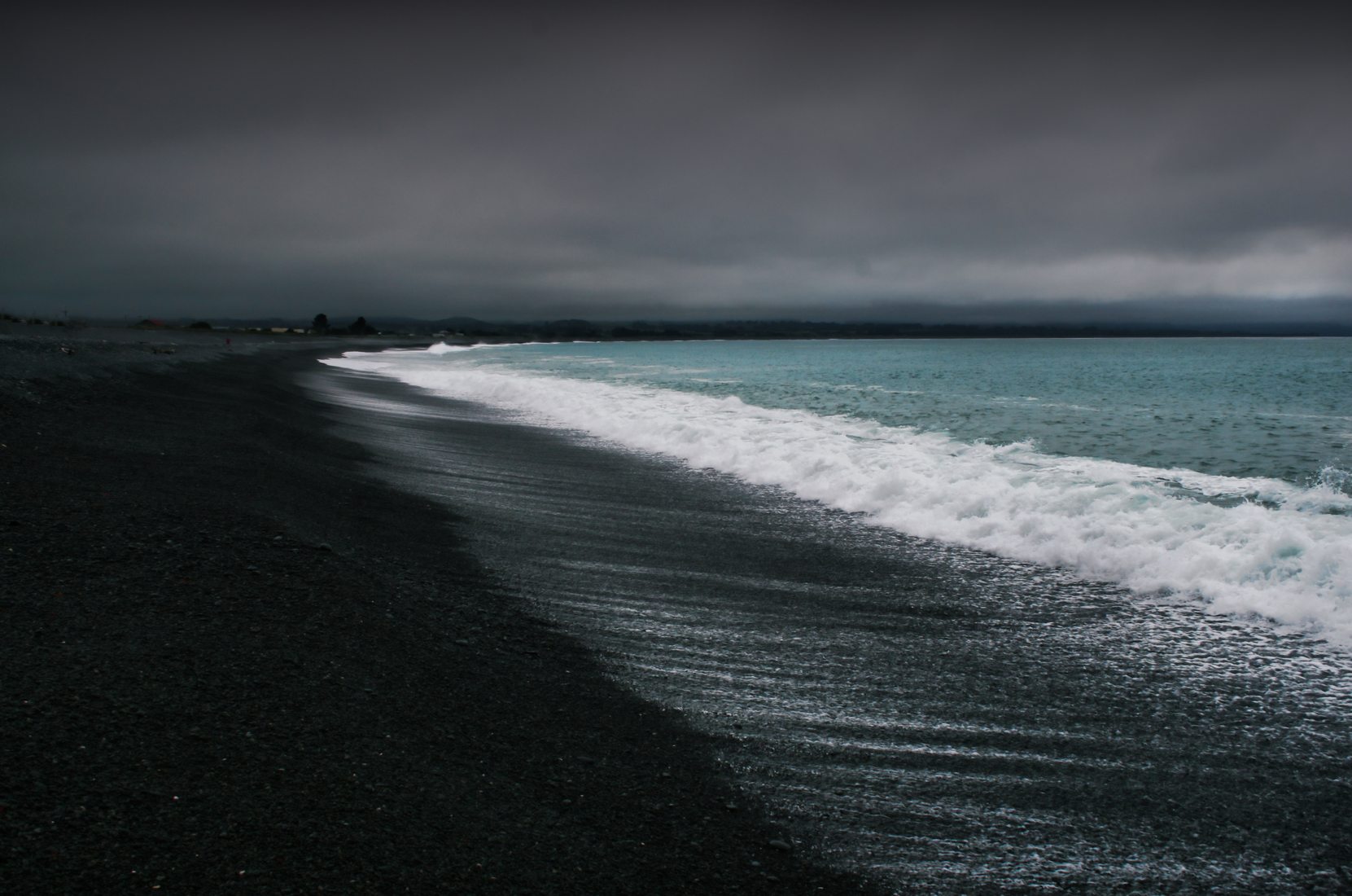 Black beach of Kaikoura, New Zealand