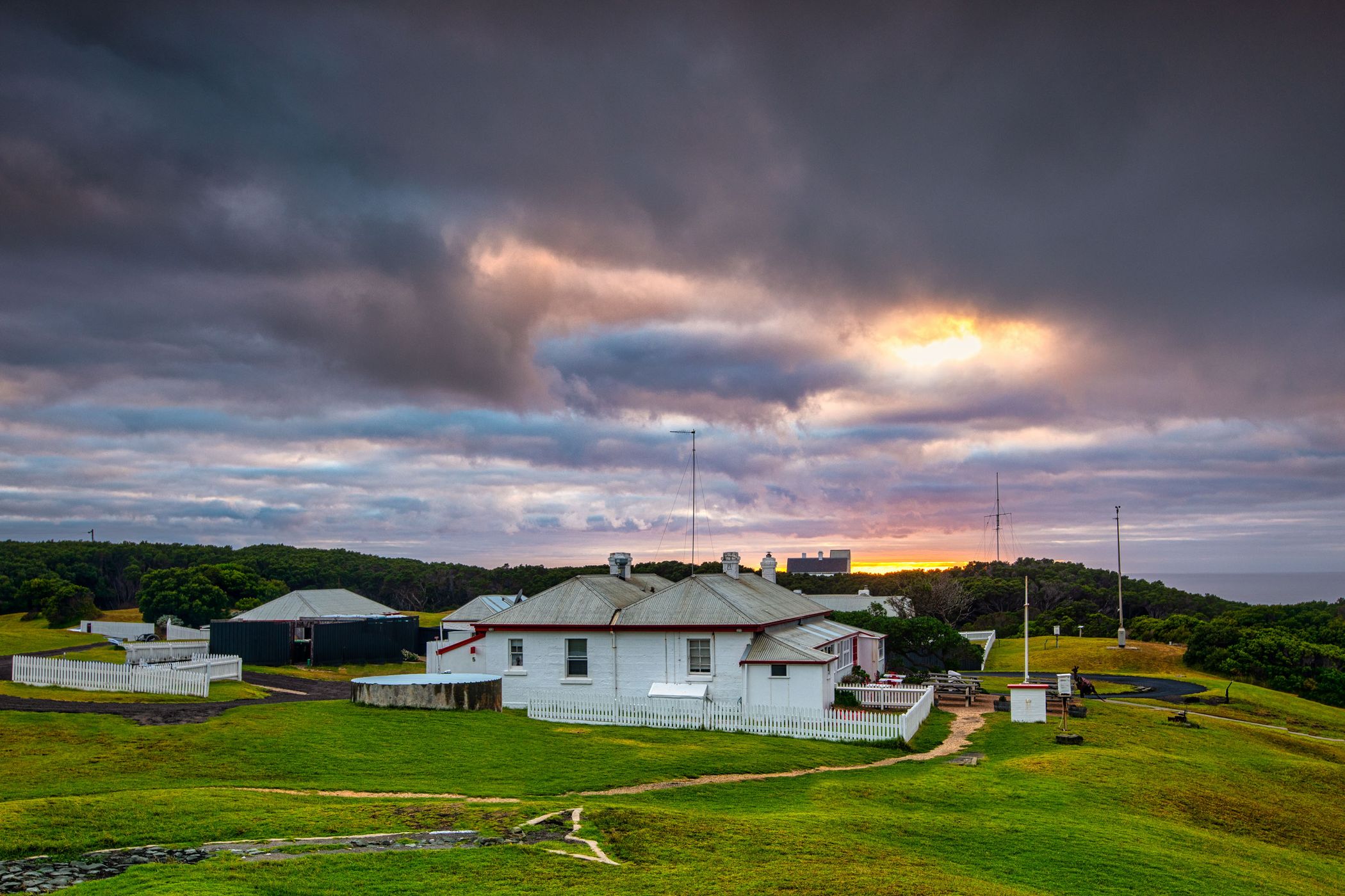 Cape Otway Lightstation houses sunrise Victoria, Australia