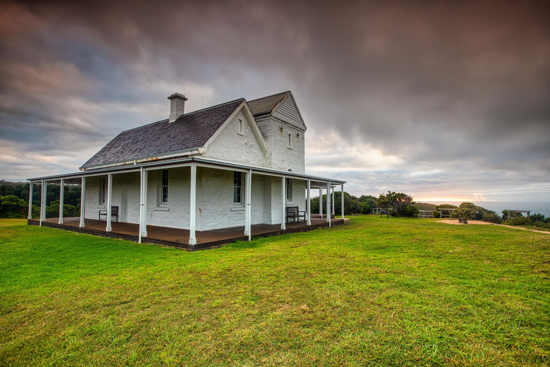 Cape Otway Lightstation museum sunrise, Victoria, Australia