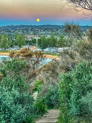 Moon Set on the path at Mona Vale Headland, NSW