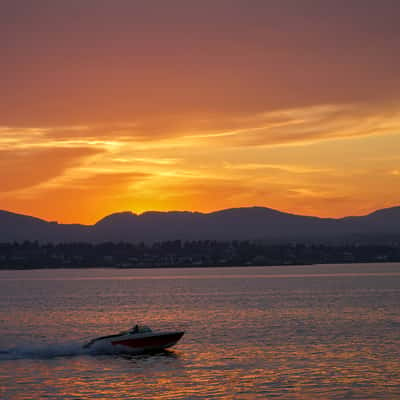 Sunset over Fornebu seen for Nesodden, Norway