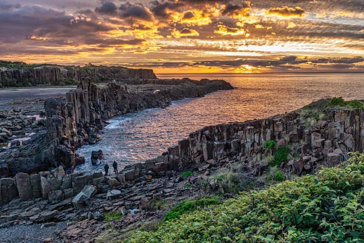 Sunrise drone shot Bombo Headland Quarry, South Coast, NSW