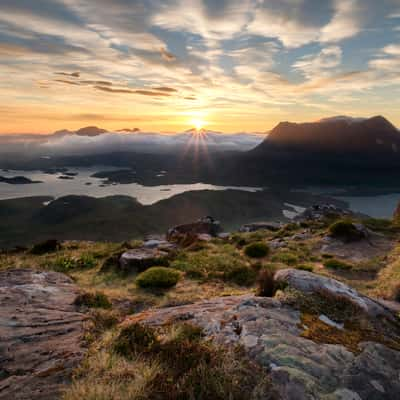 Sunrise over Canisp taken from Stac Pollaidh, United Kingdom