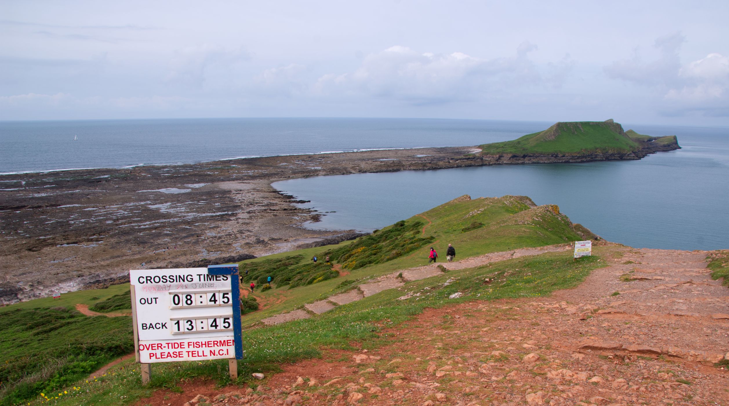 Worms Head from Rhossili Peninsula, Wales, United Kingdom