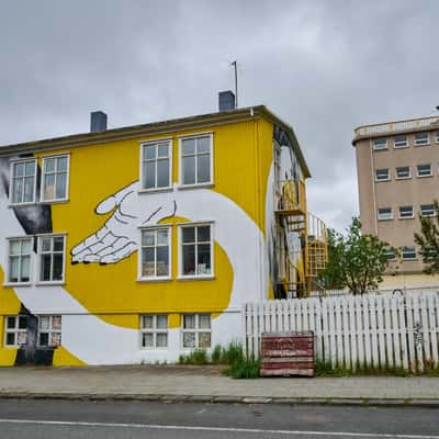 Colored home in Bergporugata street, Reykjavik, Iceland