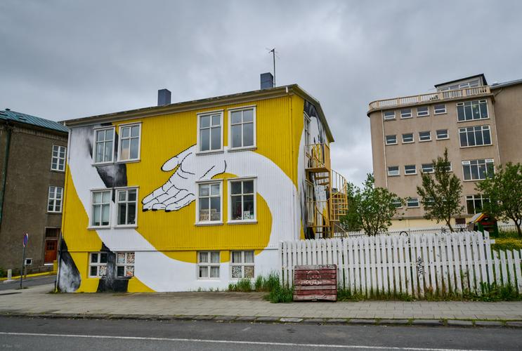 Colored home in Bergporugata street, Reykjavik