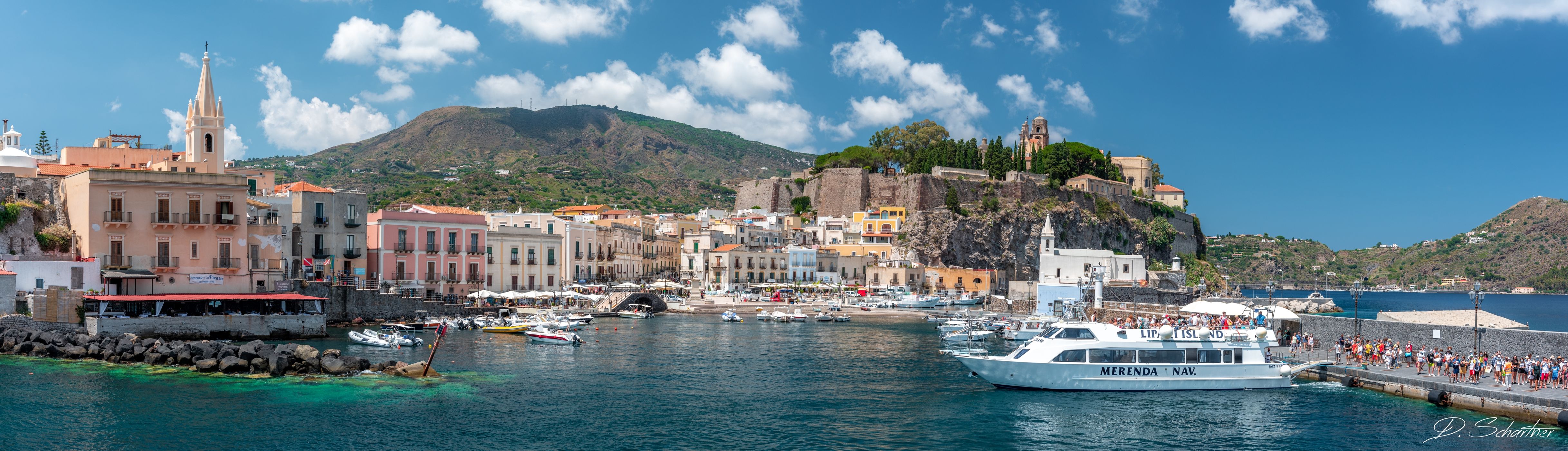 Marina Corta Lipari sunrise and night, Italy