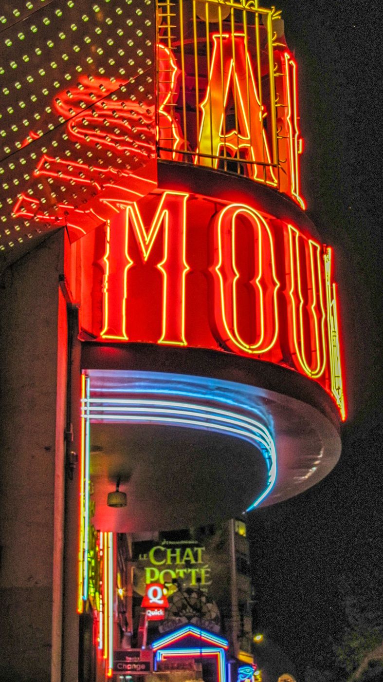 Moulin Rough at night, Paris, France
