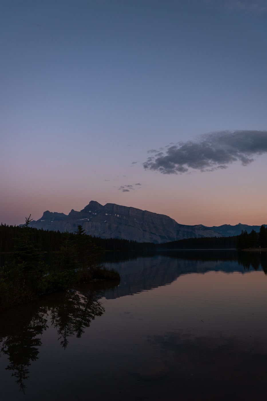 Mt Rundle from 2 Jack Lake, Canada