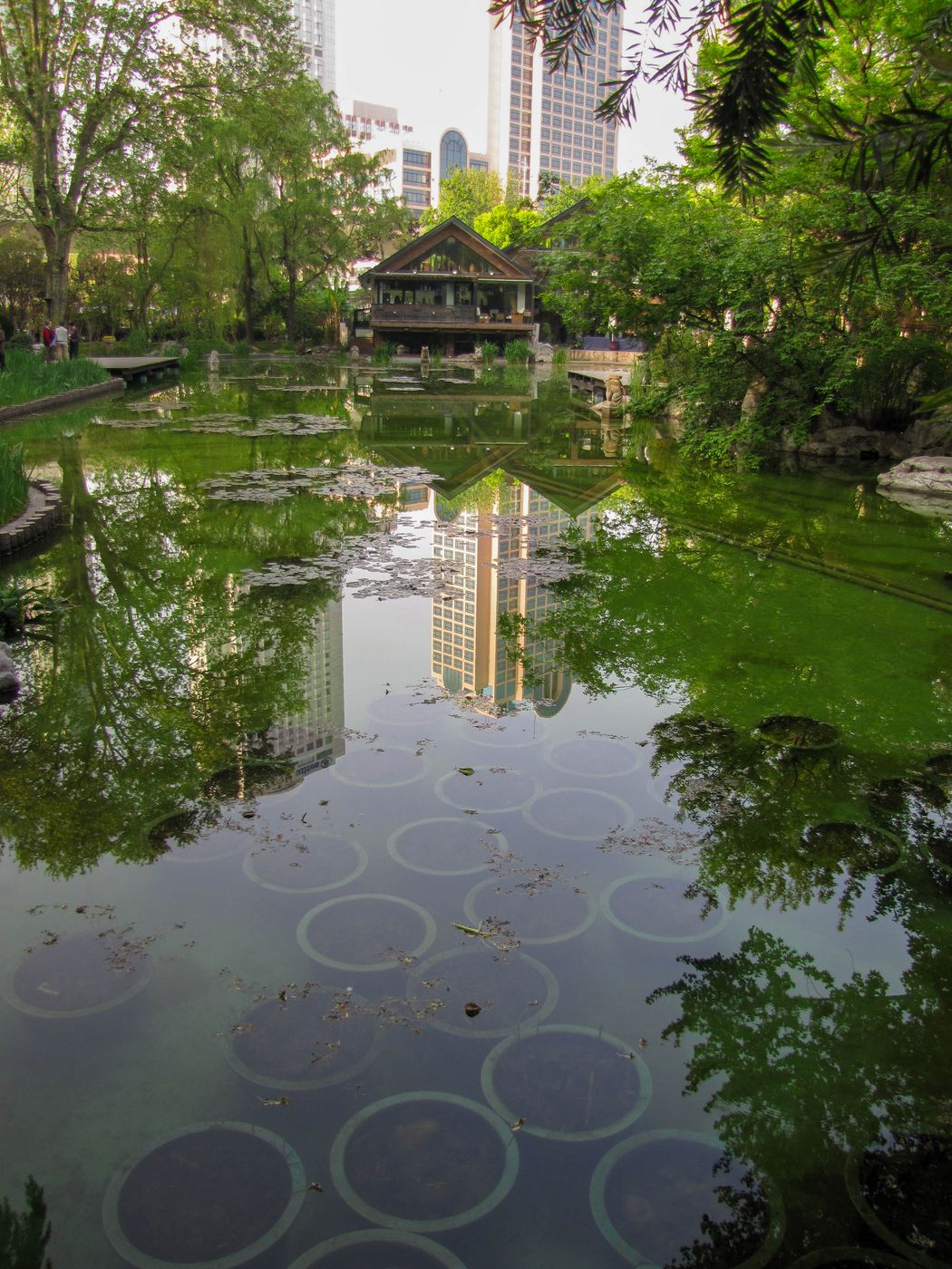 Reflection Jing'an Park, Shanghai China, China