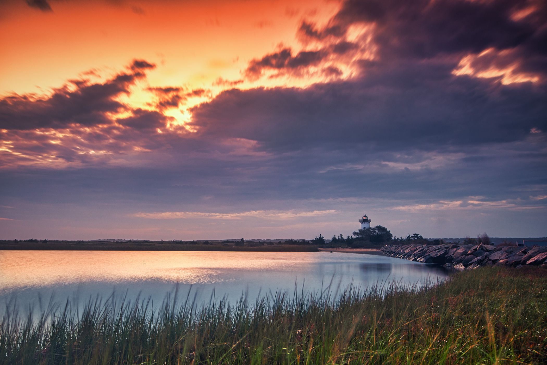 Sunrise Egdartown Harbor Light, Martha's Vineyard,, USA