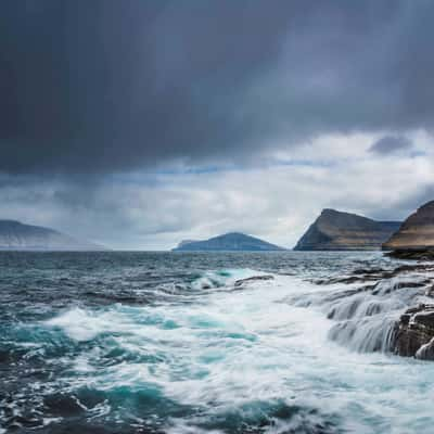 Vidaredi harbour view towards Hattarvik, Faroe Islands