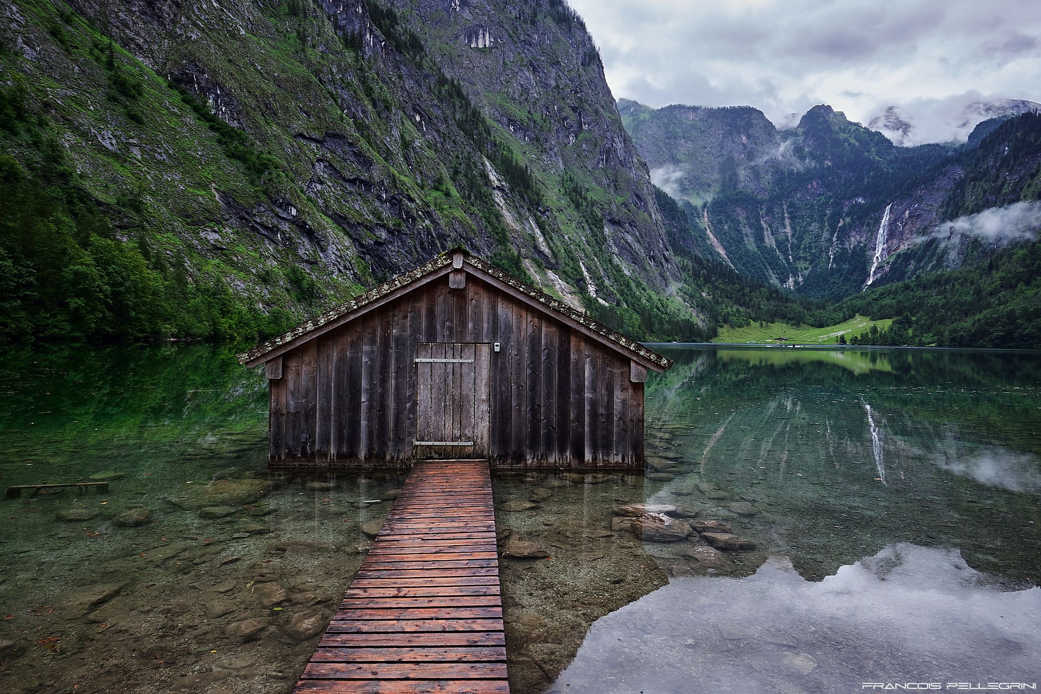 Boathouse at Lake Obersee, Bavaria, Germany