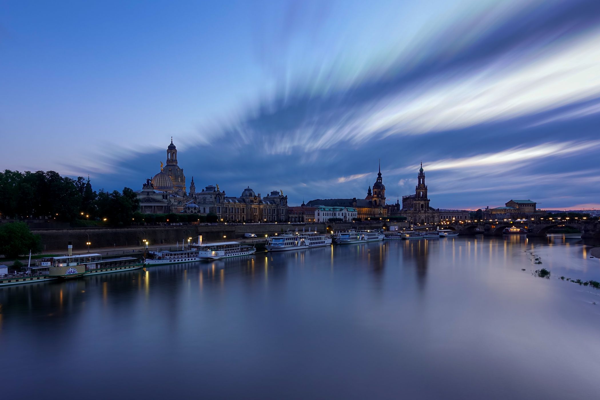 View over Dresden from Carolabrücke, Germany
