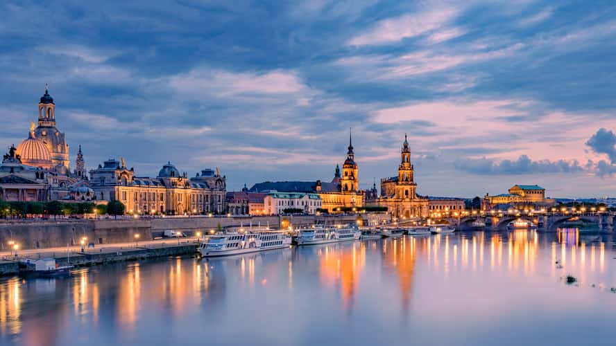 View over Dresden from Carolabrücke