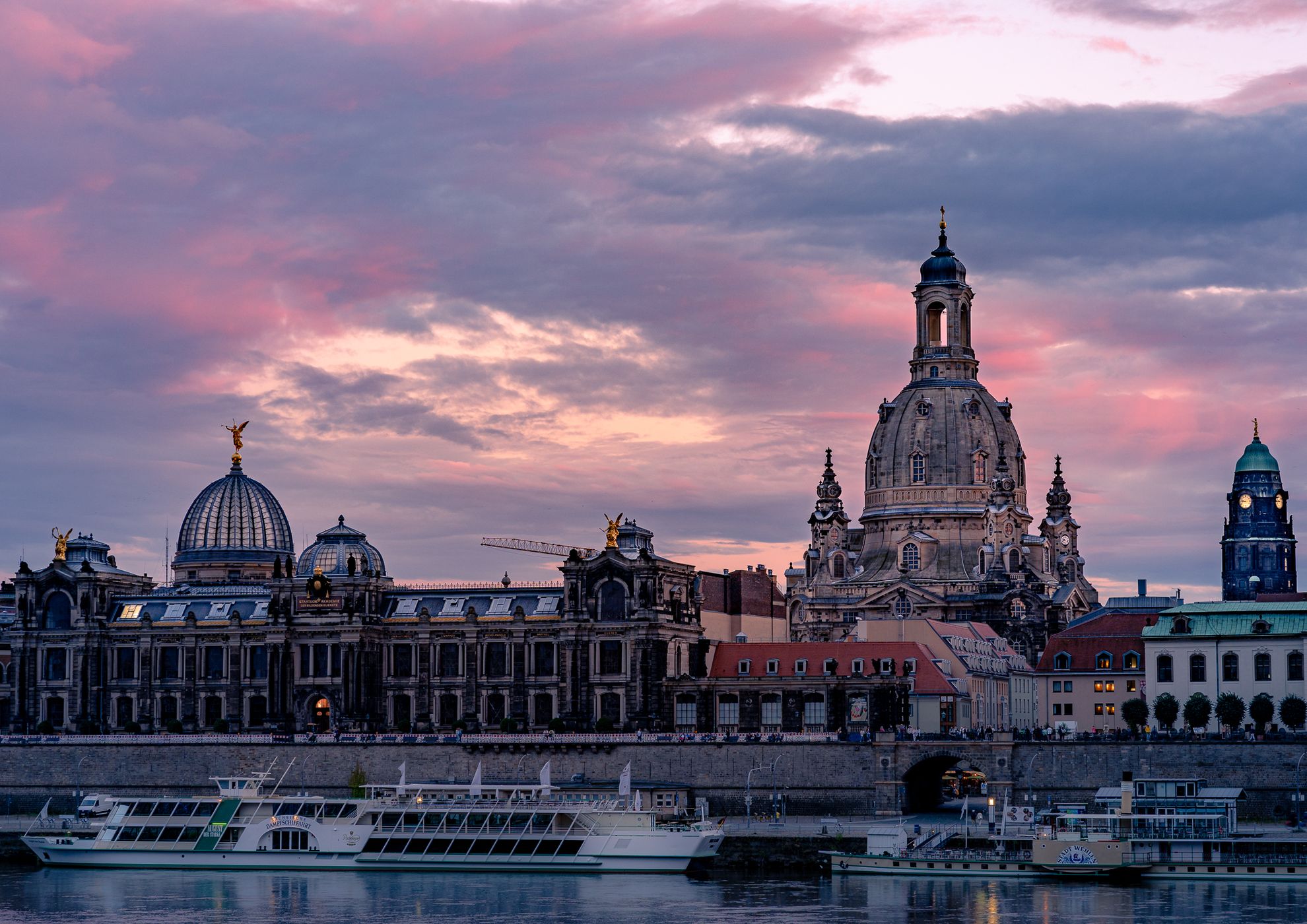 Shore of Elbe, Dresden Cityscape, Germany