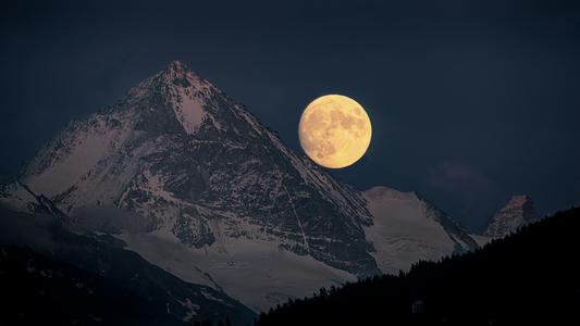 Moon rising in Val d'Herens