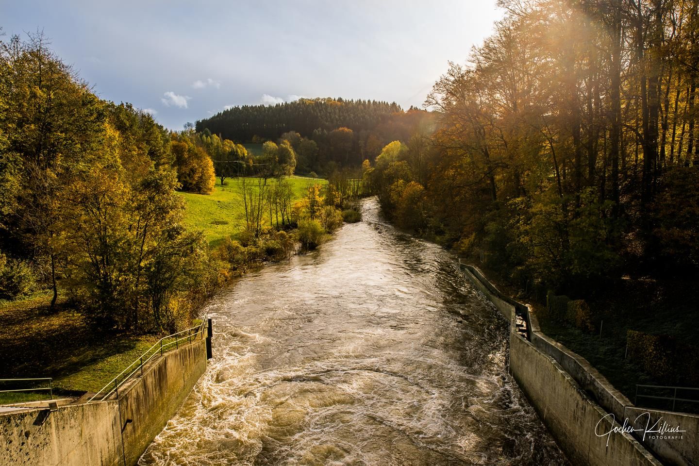 Staumauer Stausee Bitburg, Bitburg reservoir dam, Germany