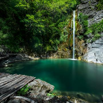 Waterfalls Iliohoriou or Mpalta di Strigka, Greece