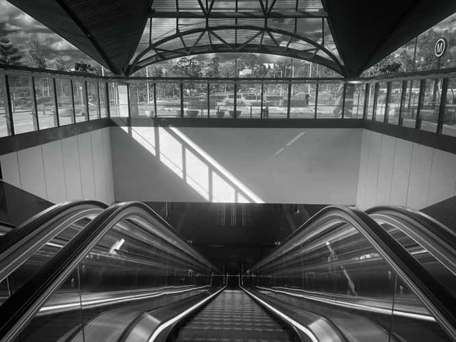 Down the Escalator Train station, Castle Hill, Sydney