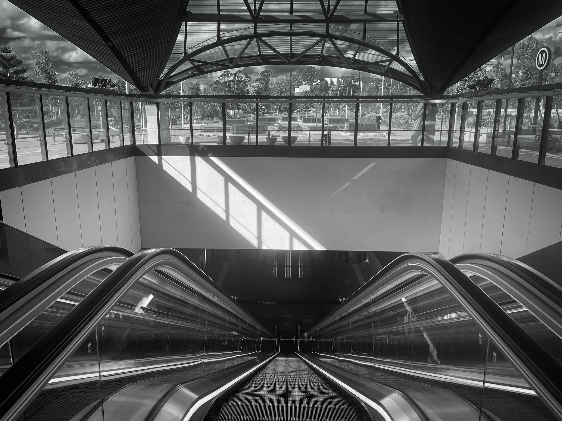 Down the Escalator Train station, Castle Hill, Sydney, Australia