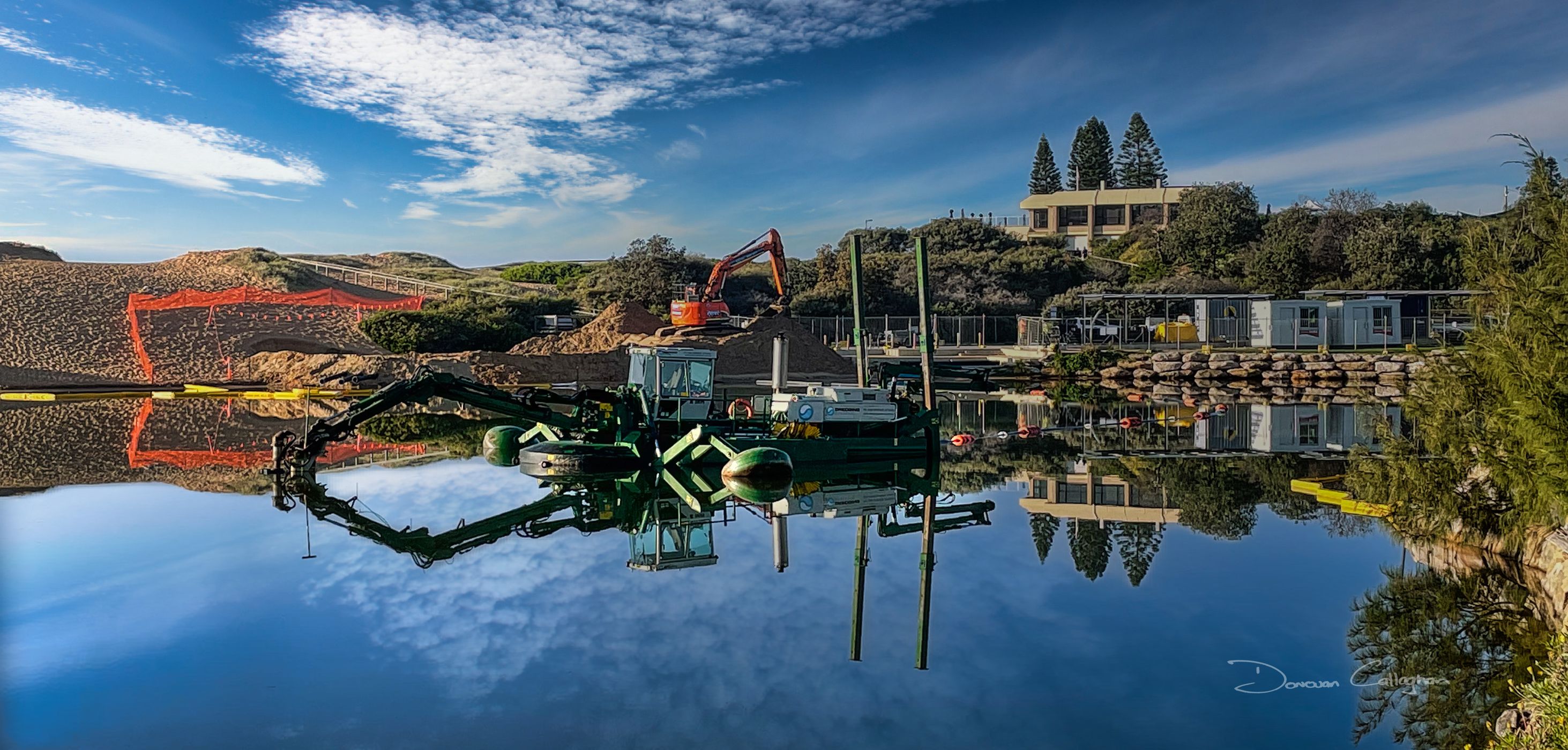 Dredging Narrabeen Lagoon, Northern Beaches, Sydney, Australia