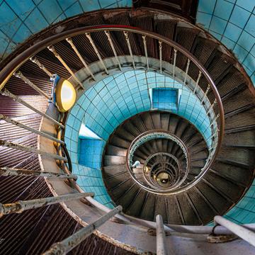 Spiral staircase inside La Coubre Lighthouse, France